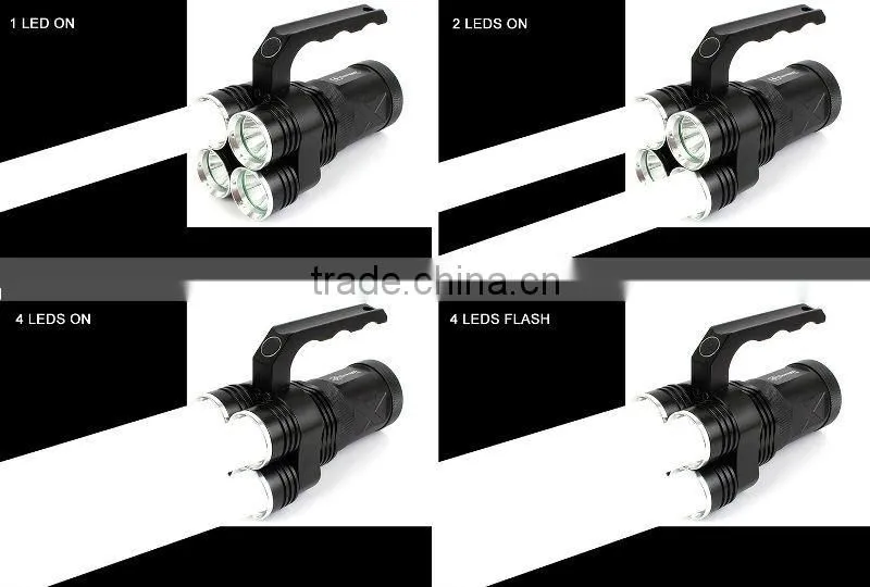 GOREAD Y60 High bright black aluminum rechargeable T6 flashlight 4*LED 4 mode 40W search products