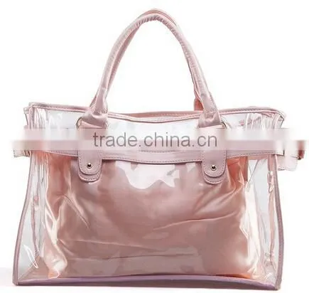 Clear transparent pvc tote large capacity beach bag for women