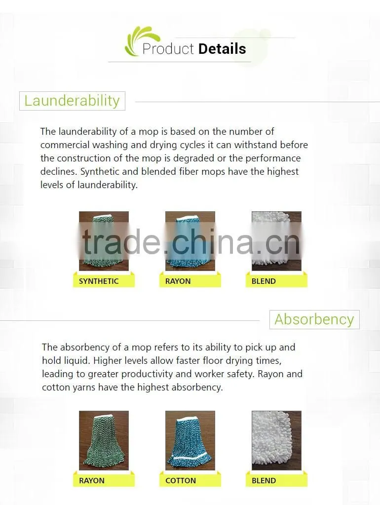 Easy cleaning wet mop head, mop parts shop