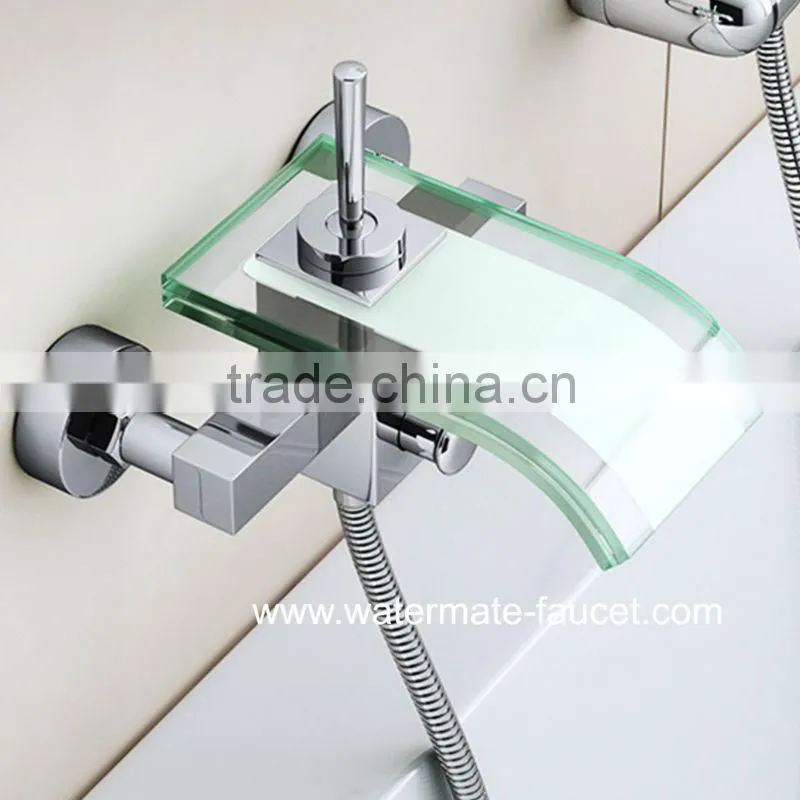 EINHEBEL DELUXE GLAS WANNEN ARMATUR MASSIV BADEWANNE WASSERFALL WASSERHAHN
