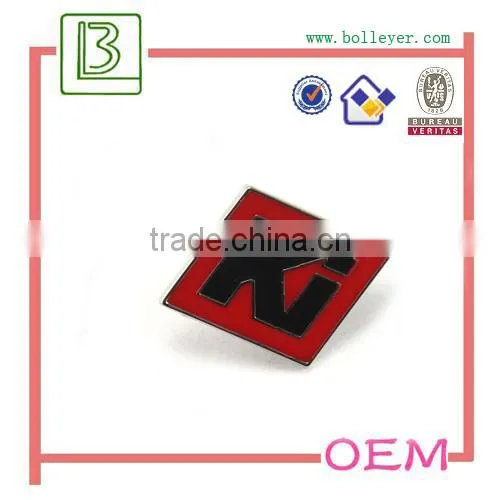 custom metal crytal heart shaped pin badges
