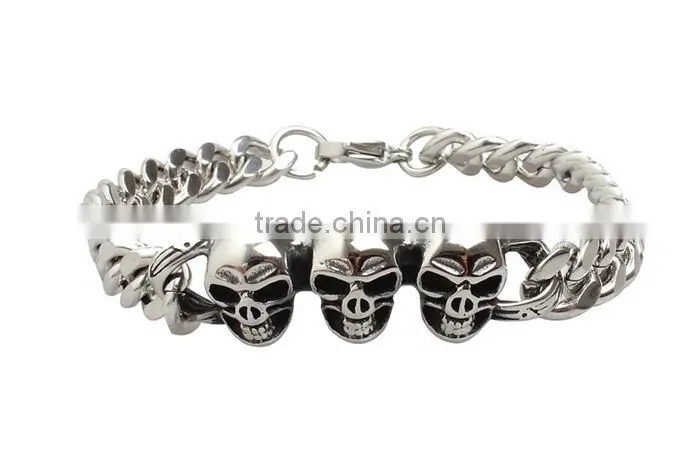 Kindy jewelry JCB0236 vintage punk style stainless steel north skull bracelet for men