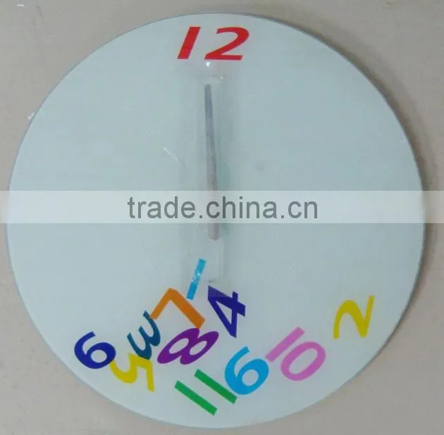 wholesale glass decorative wall clock design, fashion colorful wall mounted clock