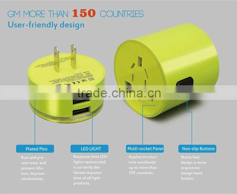 GENJOY new zealand travel adapter with dual usb charger