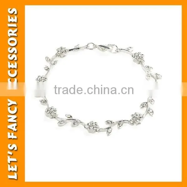 Nice Women Flower Crystal Gold Plated Cuff Bracelet Bangle Jewelry Gift PGBR-0005