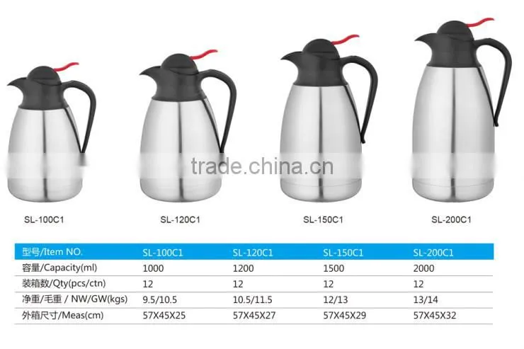 DGCCRF/LFGB certified 1.0L/1.2L/1.5L/2.0L stainless steel coffe pot