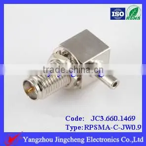 Reverse Polarity SMA female body with male pin crimp 90 degree for RG316 cable