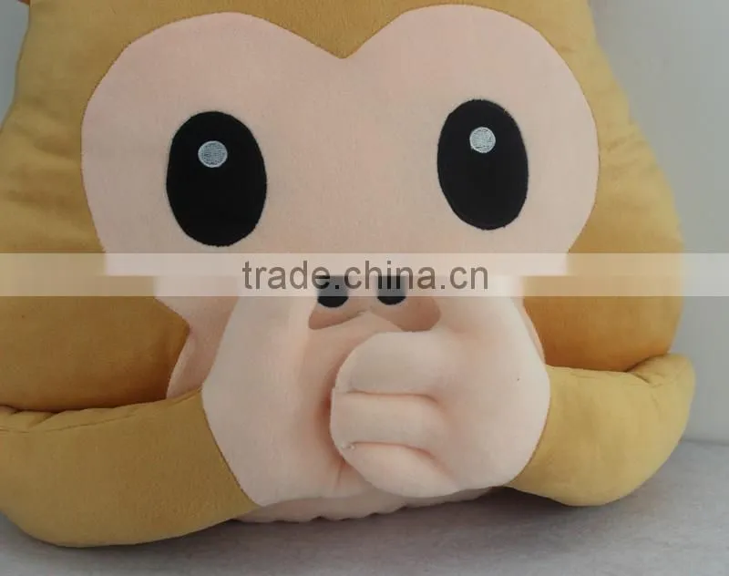Funny Plush Animal Monkey Shaped Whatsapp Emoji Pillows For Decorative