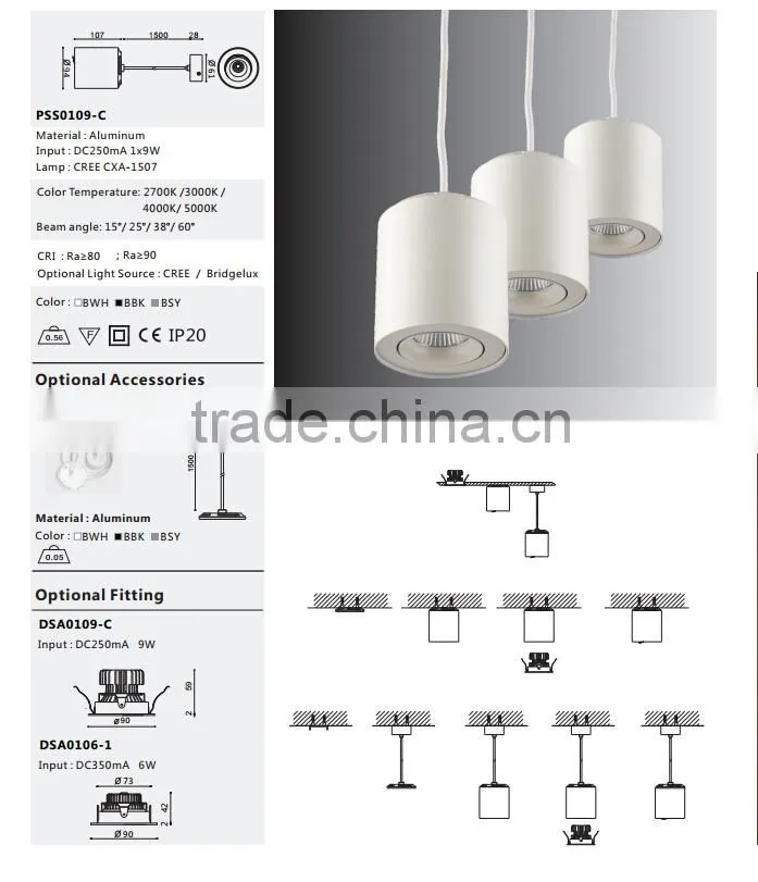 Modern new fashion DIY COB LED glass ball pendant light