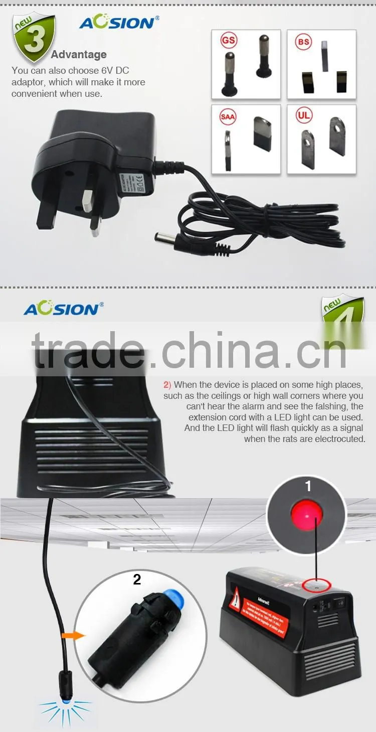 Aosion high efficiency Smart Sensor&high voltage electronic rodent zapper for housing use