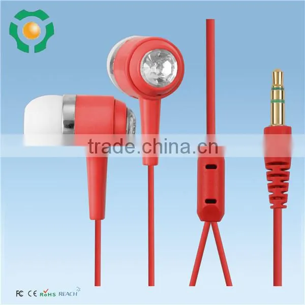 Novelty jewelry crystal earphone diamond stereo earbuds for mp3 mobile phone