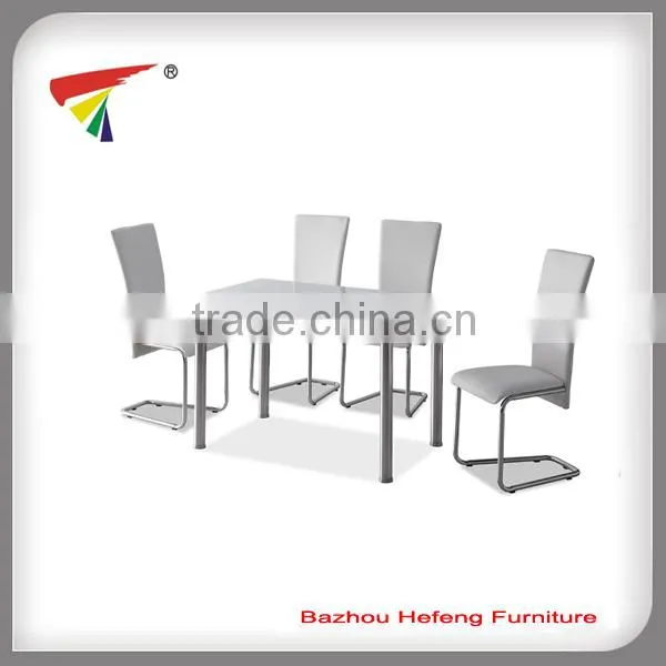 Black Glass Rectangle Dining Table Set and with 4 Faux Leather Chairs Chrome