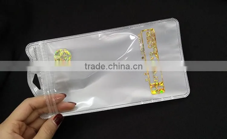 cellphone case plastic packaging sleeve poly zipper of the hot stamping print