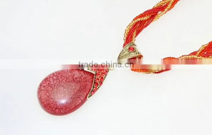 New Fashion Women Long Bib Crystal Pendant Vintage Statement Necklace Jewelry