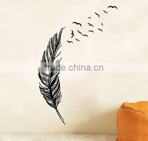 Wall Sticker Vinyl Birds Flying Feather Bedroom Home Decal Mural Art Decor