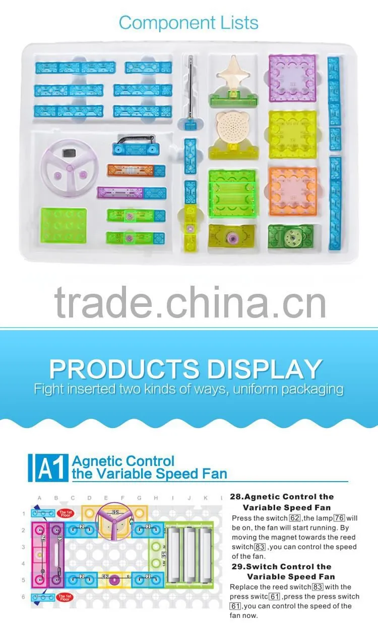 44PCS 120 projects kids plastic electronic building blocks