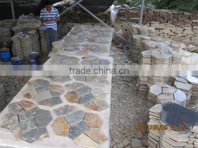 Rusty yellow slate flagstone