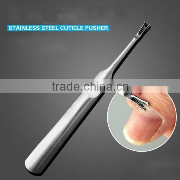 Wholesale stainless steel metal cuticle trimmer with concaved grip durable cuticle pusher cuticle remover manufacturer