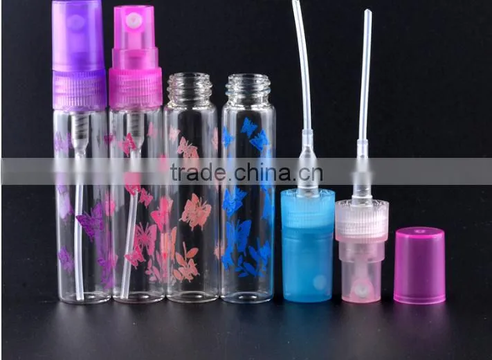 The butterfly frosting 5 ml cosmetic packaging bottle perfume bottles Portable perfume spray bottle glass drawn tube bottles