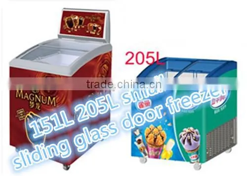 Mid-level seriles freezer sliding glass door chest freezer display freezer
