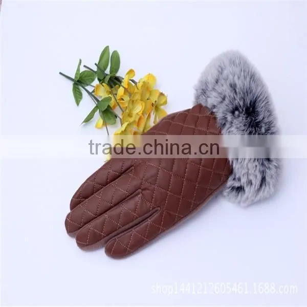 PU Leather Hand Gloves/Mitten With Far