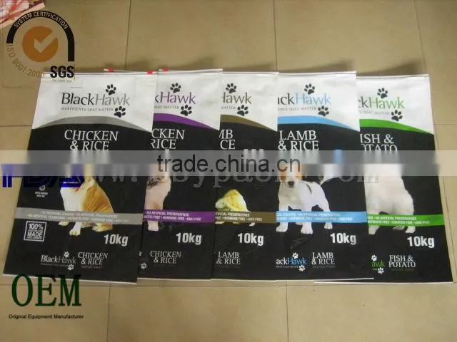 Stand up plastic pet food bag with slider zipper