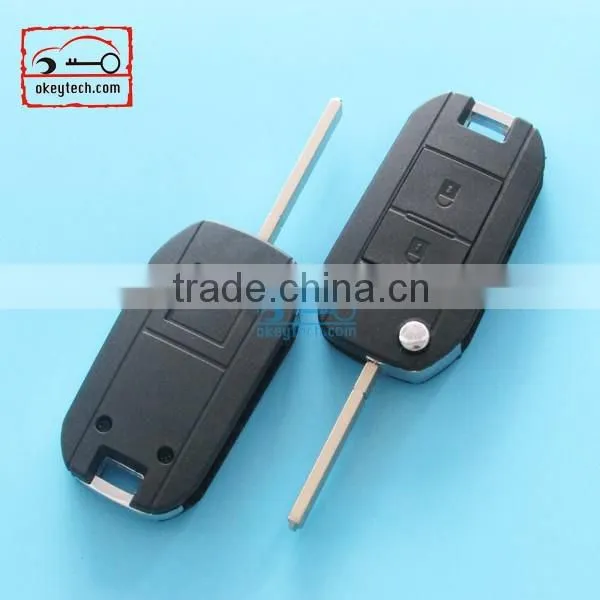 Okeytech Peugeot 206 modified flip remote 2 button key shell Car Key for peugeot 508 romote key shell