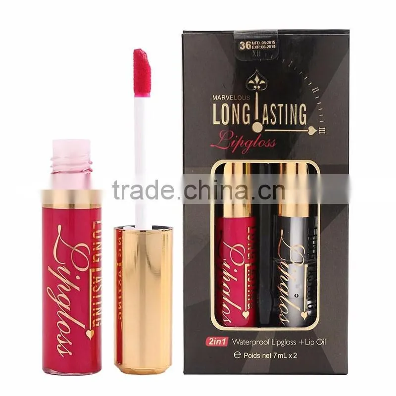 Menow waterproof lip gloss + lip oil 2 in 1 long lasting mooth liquid matte lipstick