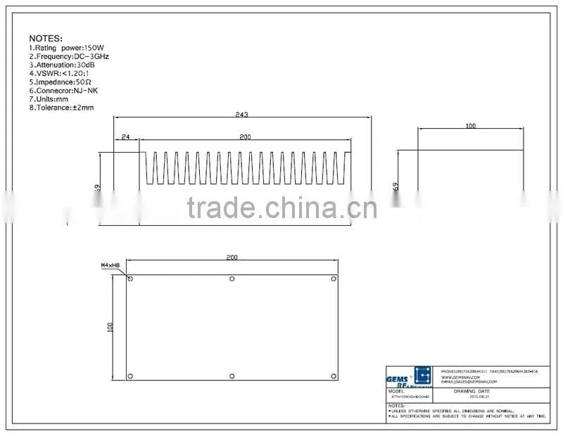 high-power coaxial attenuator rf attenuator
