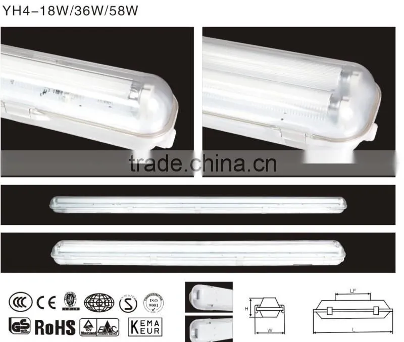 4 foot IP65 waterproof lighting fixture 2*36W