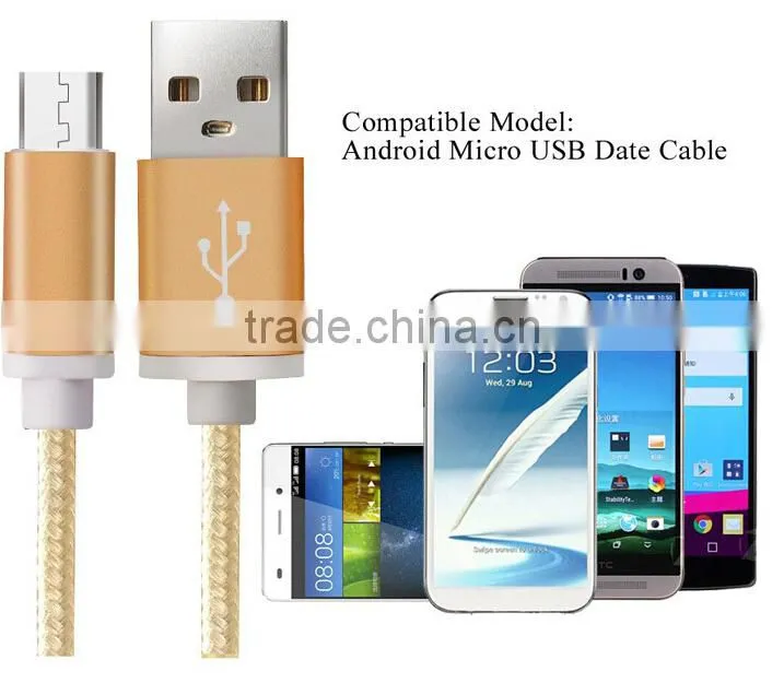 wholesale price new design v8 micro usb cable for android phone charging cable 1.5m fabric braided cable charger