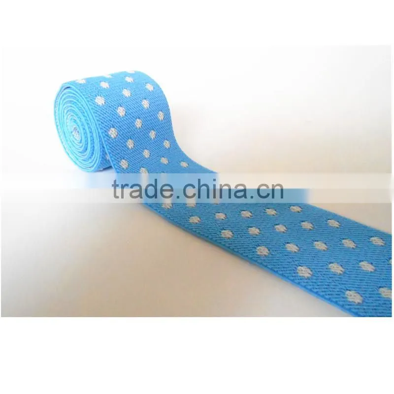 White Dots Polyester Jacquard Elastic Webbing