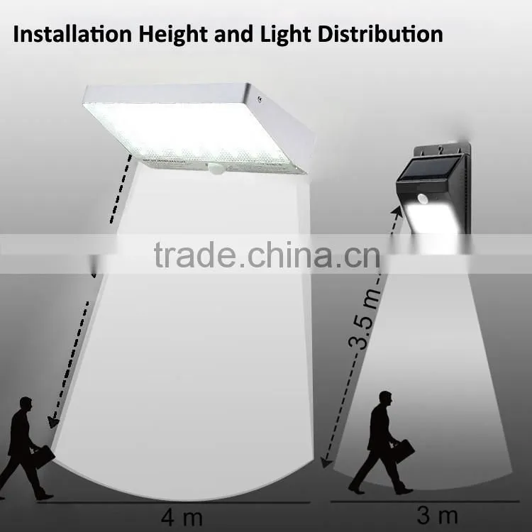 48 led aluminum pad ip65 600LM 4400mah PIR sensor + Light control+weak light solar motion sensor led outdoor light
