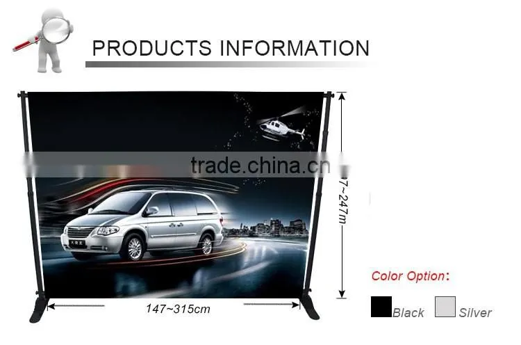 Telescopic Adjustable banner stand for large screen backwall