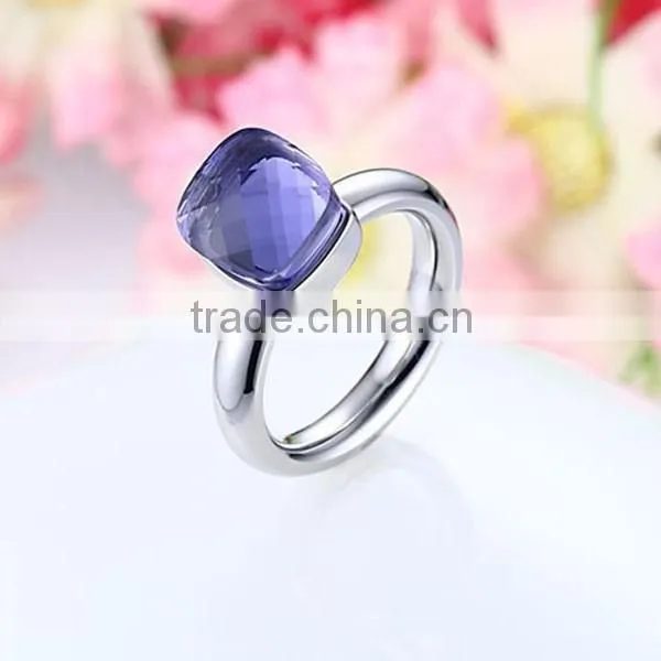 Wholesale Lady Colors Glass Stainless Steel Ring