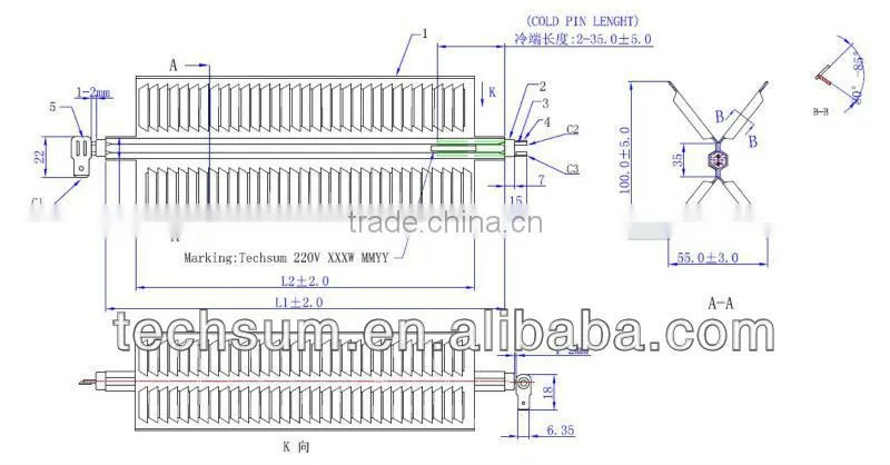 X-shape electric convector heater element