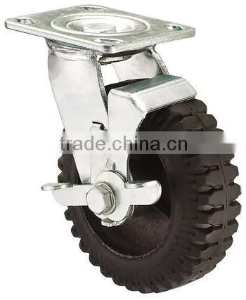 Roller Bearing 200mm Heavy Duty Black Rubber Caster Wheel