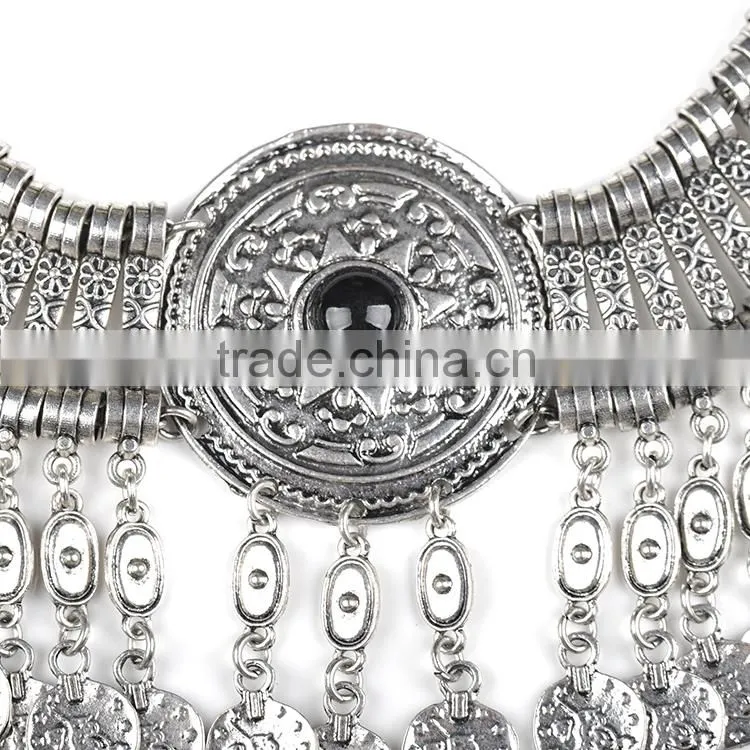 Trendy vintage alloy tassels coin necklace