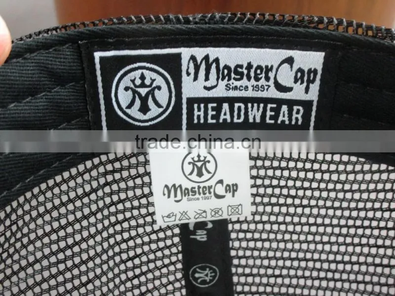 Customer sponge front mesh back snapback cap with woven lable