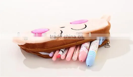 Wholesale high quality cheap lovely cartoon plush toy pencil case