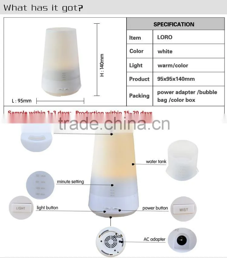 ultrasonic diffuser humidifier / aromatherapy air diffuser / electric oil aroma diffuser