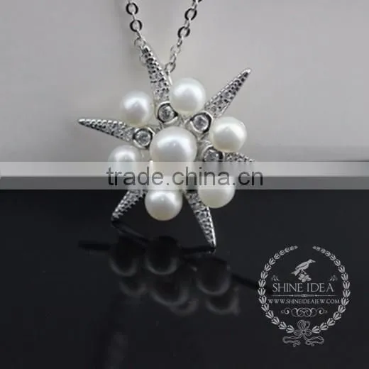 925 sterling silver shining star with pearls creative pendant necklace fashion women necklace jewelry 6360468