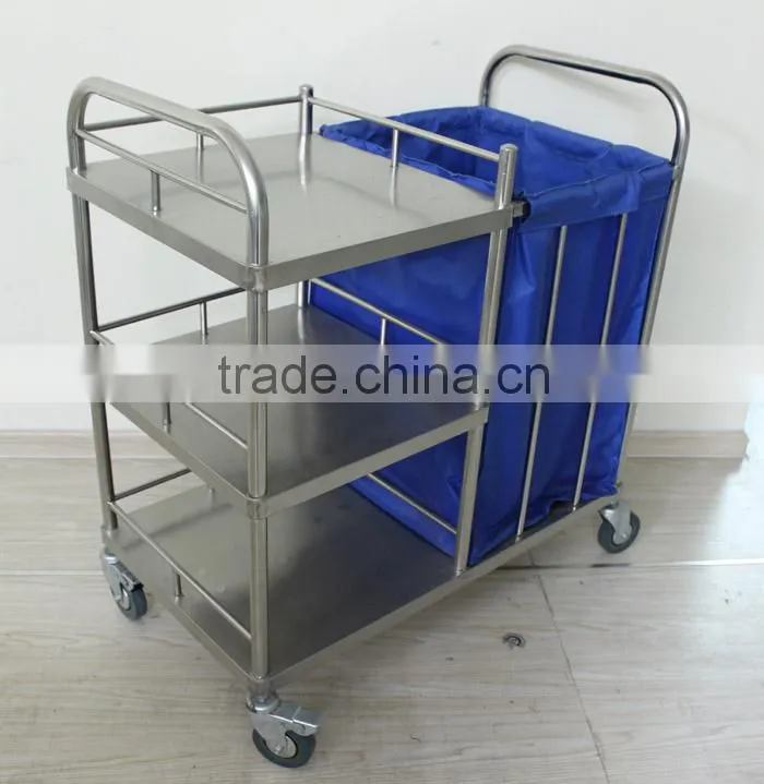 Kareway stainless steel hospital waste cart with wheels,hospital cleaning trolley