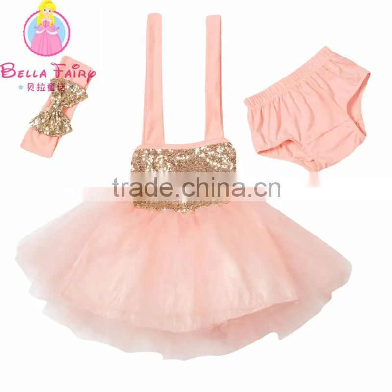 Red sequin girls summer party dress baby fashion clothes designer one piece party dresses