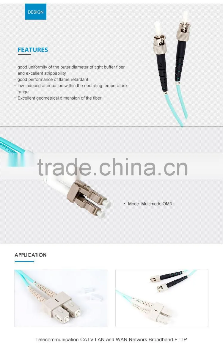 SC-ST om3 fiber patch cord with single-mode LSZH jacket
