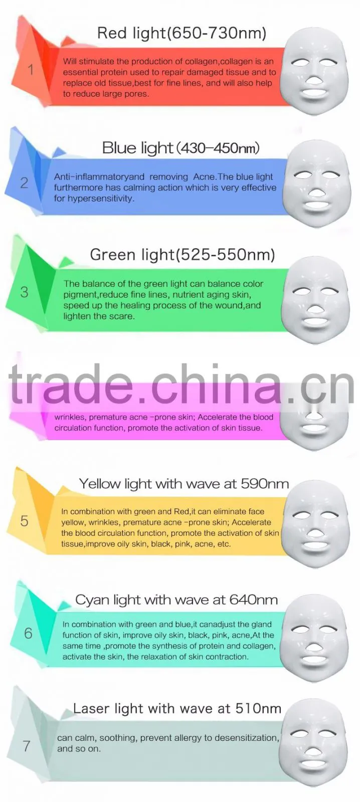 EYCO led treatment for skin facial led light therapy led light for face wrinkles 7 colors Led face mask