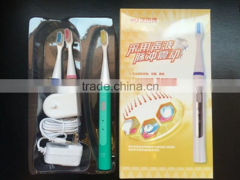 Sonic viberation electric toothbrush with three heads
