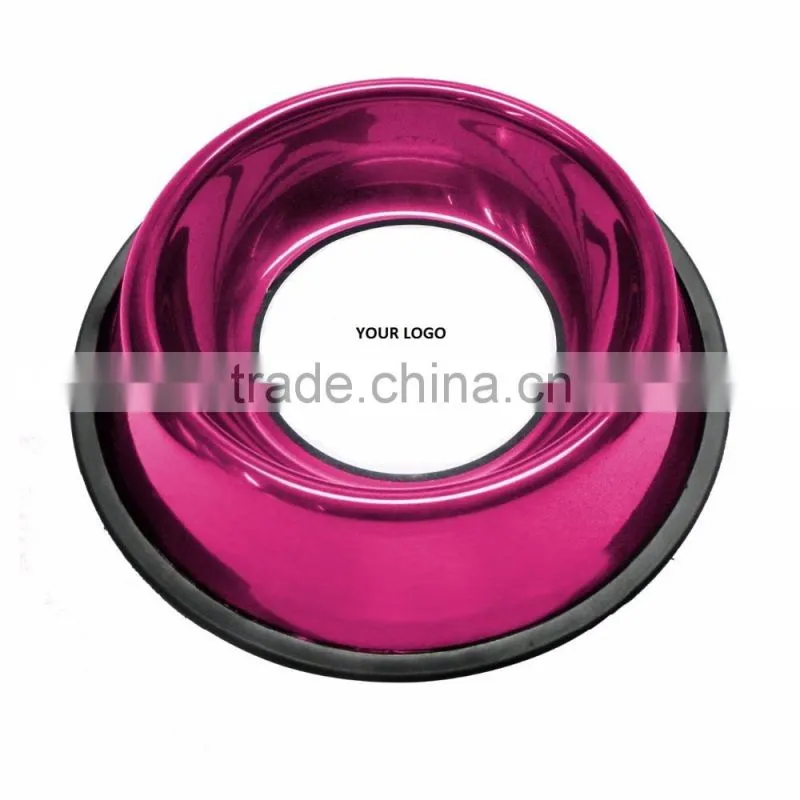 Non-Embossed Non-Tip Dog Bowl, Raspberry