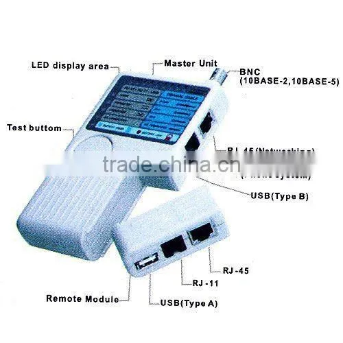 Remote RJ11 RJ45 USB BNC LAN Network Phone Cable Tester Meter