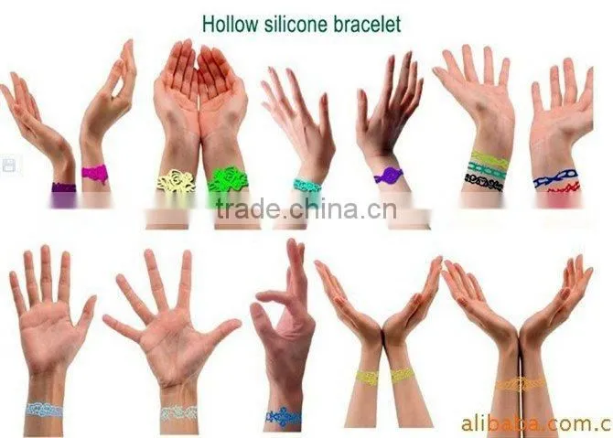 Tattoo Silicone Bracelet Wristband Hollow silicone Bracelet 2011 new fashion Style